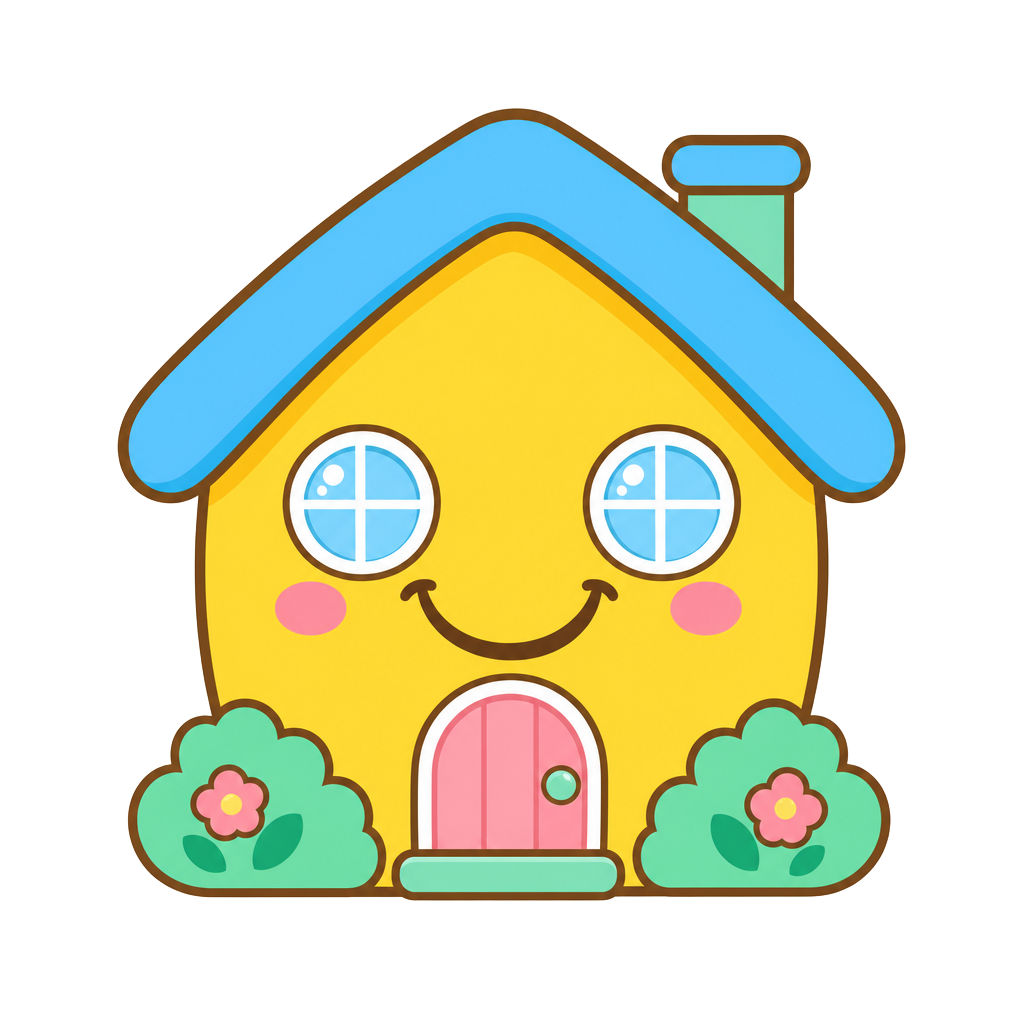The Smile Giver logo: a smiling house with window eyes